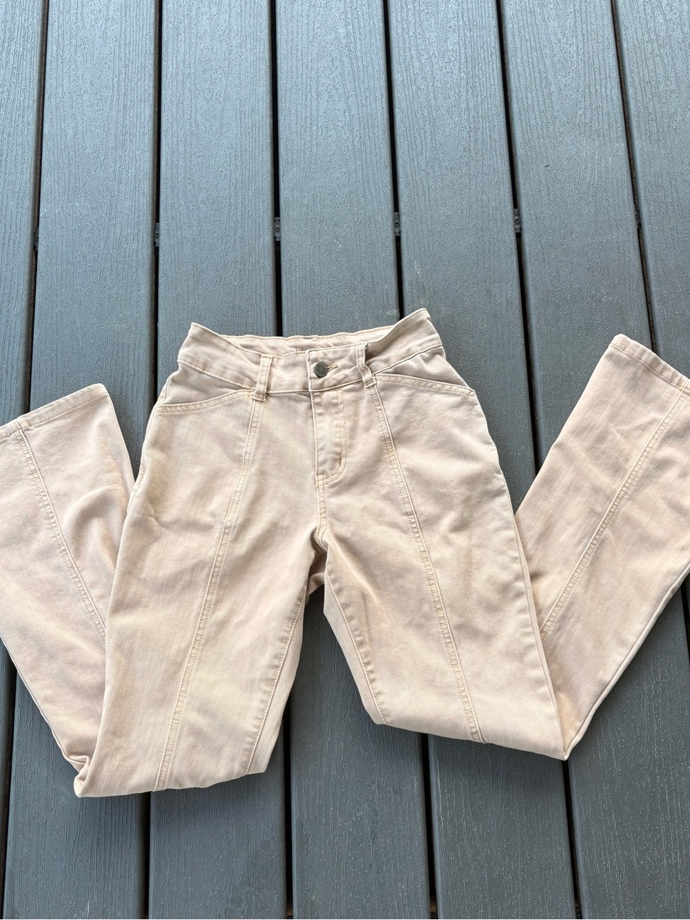 High-Rise Cream Wide-Leg Jeans for Women